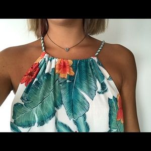 Hawaiian Floral Halter Tank Top